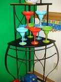 Corner shelves and margarita glasses
