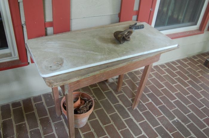Slab Marble and primitive table