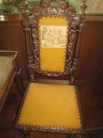 One of two 100+ year old carved chairs