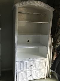 Wicker armoire without doors attached