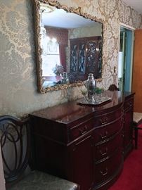 SIDEBOARD, GILDED MIRROR