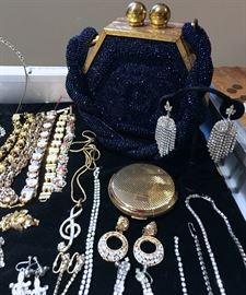 EVENING PURSE AND COSTUME BRACELETS