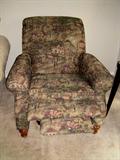 Gorgeous tapestry upholstered recliner.