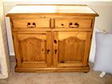 Rustic pine buffet with shelves inside. Great for a TV!
