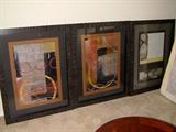 Set of three large contemporary wall art.