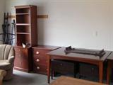 Small dresser and bookcase for an office.