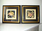 Set of floral, matted wall art.
