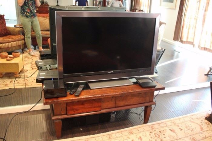 Flatscreen TV and Wood Stand