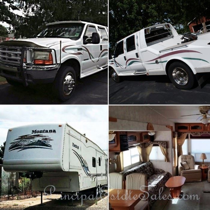 2001 Keystone Montana 3670RL 5th Wheel RV (specs in pictures); 2000 Custom Ford F550 XLT Thoroughbred Hauler Edition (Eclipse package) feat. Thoroughbred Interior kit & bed - 138243 miles
