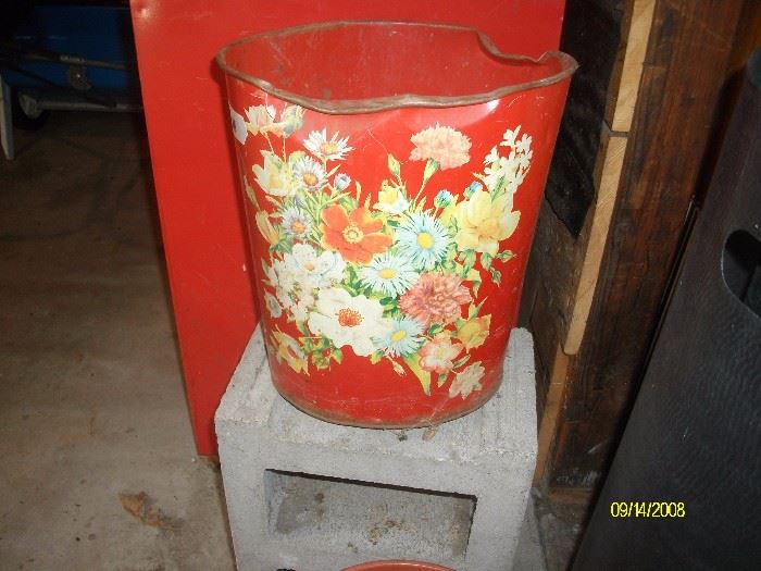 Vintage metal waste basket ( as found )