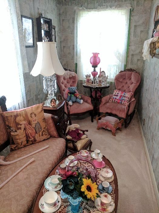 Victorian furniture and tea sets