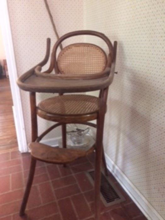 thought to be circa 1903 Thornet Chairboy (?); bentwood high chair