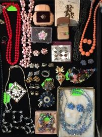 Costume Jewelry and Watches, Vintage and Retro to Sterling and Turquoise, Ethnic Beaded Jewelry to Richard Kerr Designer Earrings, Estee Lauder jeweled compacts to an Antique Bone Puzzle Ball.