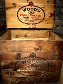 Antique Woods Tea Coffee wood Box With Lid Advertising crate Boston Mass