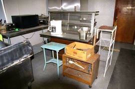 Kitchen service counter, table, appliances, etc.