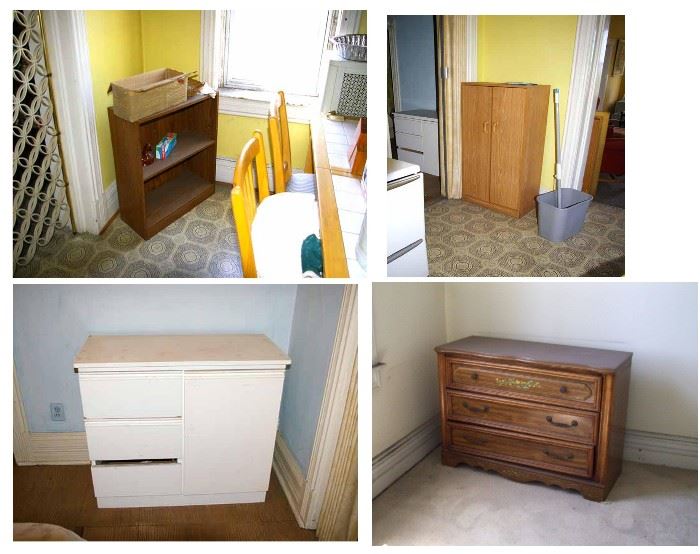 Dressers and cabinets.
