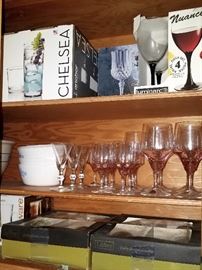 Stemware, drinking glass, and crystal stemware sets...