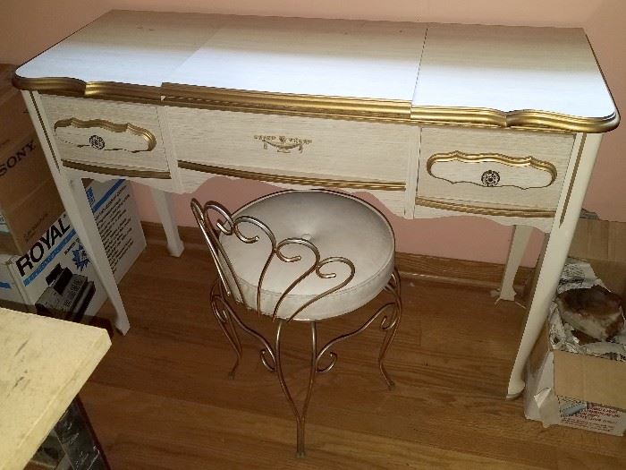 White provincial matching vanity desk