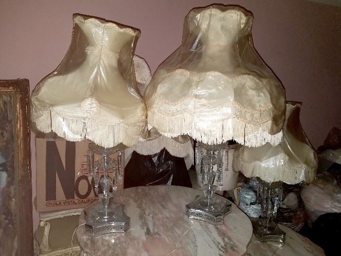 Crystal lamps with victorian shades