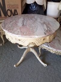 French Provincial tables with marble tops (4)