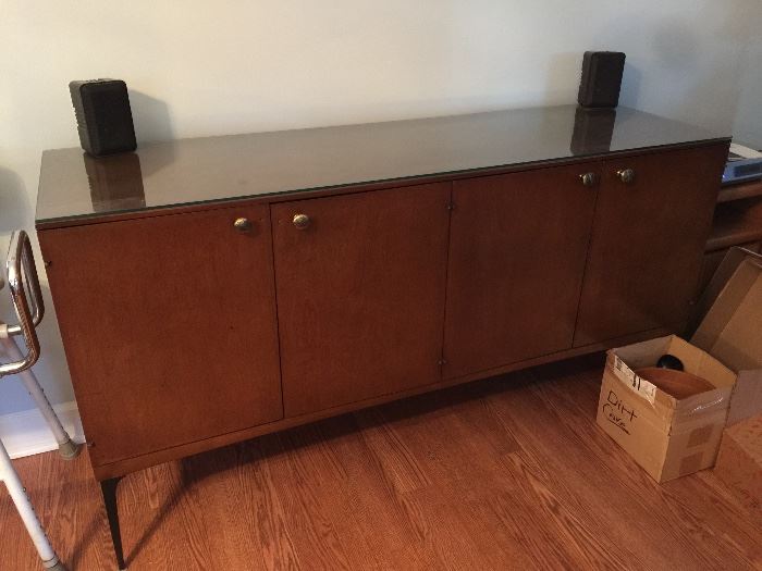 Mid century buffet with glass top!