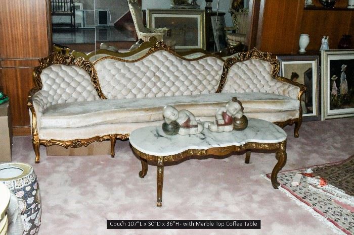 Living Room Sofa with Marble Coffee Table