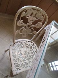 Vintage 66" x 32" cast metal patio set attributed to Molla