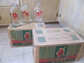 Two 8 bottle cases of vintage Chippewa Water bottles plus extras