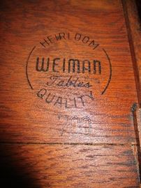 Weiman leather top side table with drawer