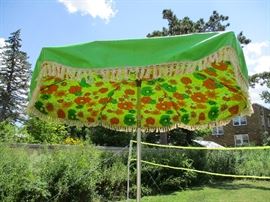 Vintage patio umbrella with aluminum stand