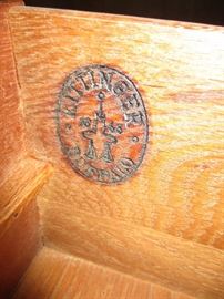 Antique Kittinger-Buffalo NY 69 1/2" long side board with full brass gallery & copper top pull out serving shelves