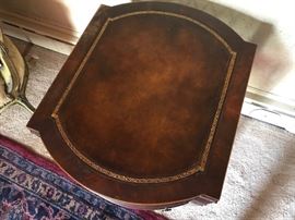 Weiman leather top side table with drawer