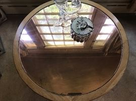 Vintage Hollywood Regency rose mirror coffee table