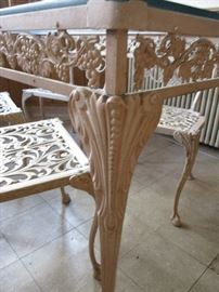 Vintage 66" x 32" cast metal patio set attributed to Molla