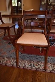Beautiful Hepplewhite Dining Chair displayed here of which there are 6 Side Chairs and 2 Captains Chairs