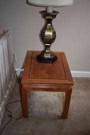 Another Matching Oriental Occasional Table with Brass Table Lamp