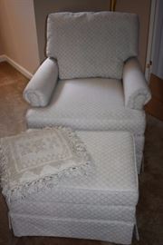 Gorgeous Upholstered Chair and Ottoman