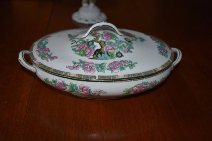 Lidded Oval Indian Tree PatternTureen with Double Handles by Haddock & Sons