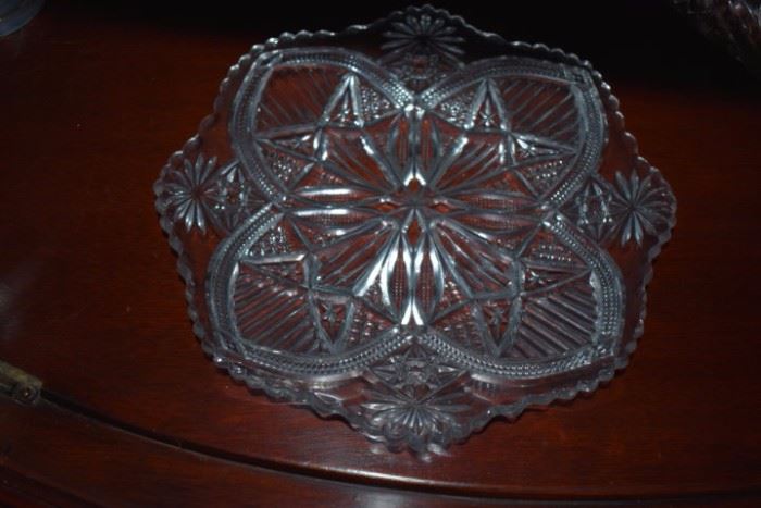 Gorgeous Star Patterned Cut Glass Platter