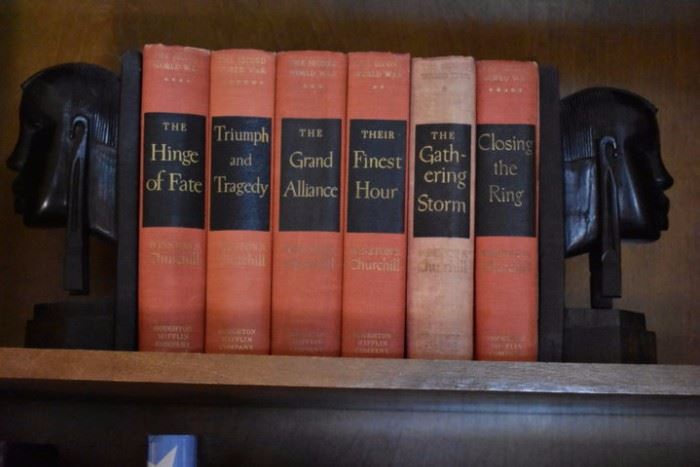Hard to Find - Set of Winston Churchill Books also notice the very nice Ironwood Bookends