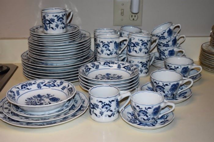 Beautiful Blue Danube China - 8 Dinner Plates, 9 Salad Plates, 6 Soup Bowls, 6 Bread Plates, 10 Coffee Mugs, 2 Cups & Saucers, 4 Tea Cups with 5 Saucers 52 pcs