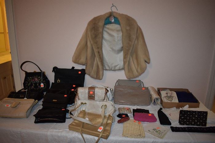 Beautiful Hand Purses and Vintage Mink Stole!