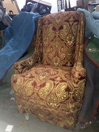 Pair-Century Arm Chairs w/Bronze Nail Heads