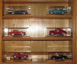 Danberry Mint Vintage Car Collection with Display Case on Oak Wood Base