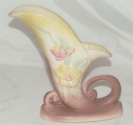 Hull Pottery "Magnolia" Matte Finish Cornucopia Vase