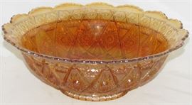 
Imerial Glass "Diamond Lace" Hobstars Marigold Carnival Master Berry Bowl 