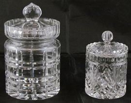 Block Cut Crystal Biscuit Jar and Cut Crystal Condiment Jar