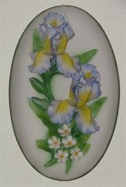 Fabar Capodimonte Made in Italy Porcelain Irises Wall Plaque