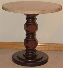 Marble Swivel Top Round Pedestal Table (18"D x 18"H)