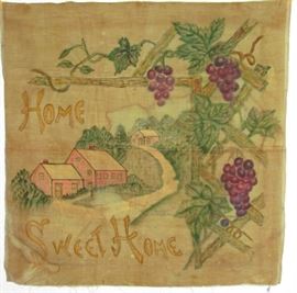 "Home Sweet Home" Vintage Hand Painted on Velvet 